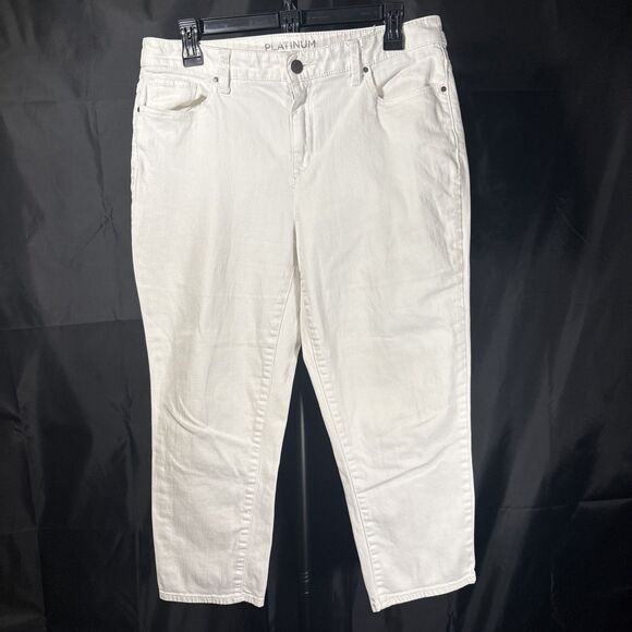Chicos Jeans Womens 1 US 8 White Platinum Denim Cropped Capri Skinny Casual - Picture 2 of 8